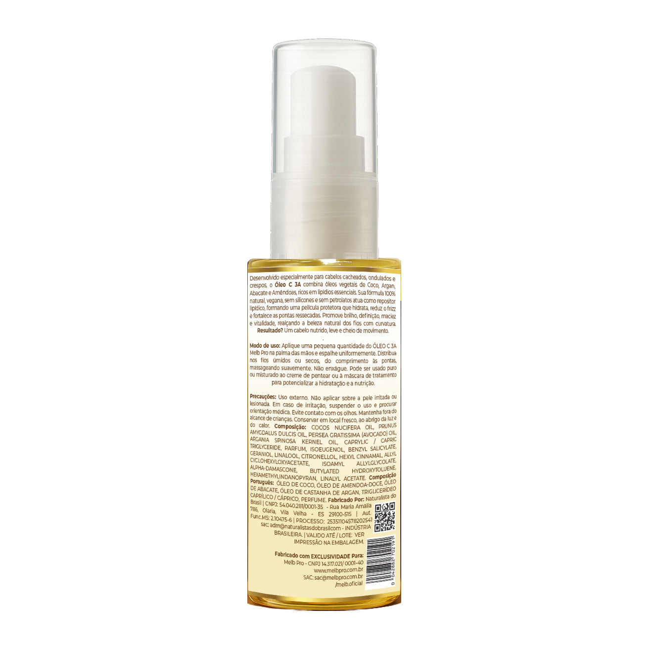 Óleo C3A Mello Pro 60ml – Blend de Óleos Coco, Argan, Abacate e Amêndoas