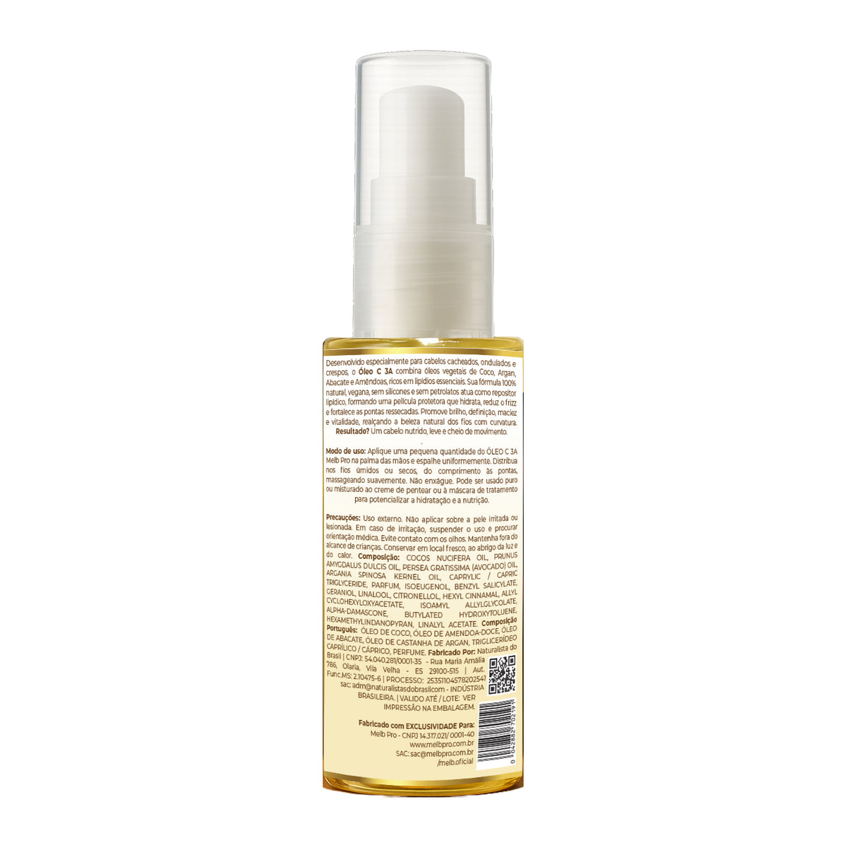 Óleo C3A Mello Pro 60ml – Blend de Óleos Coco, Argan, Abacate e Amêndoas